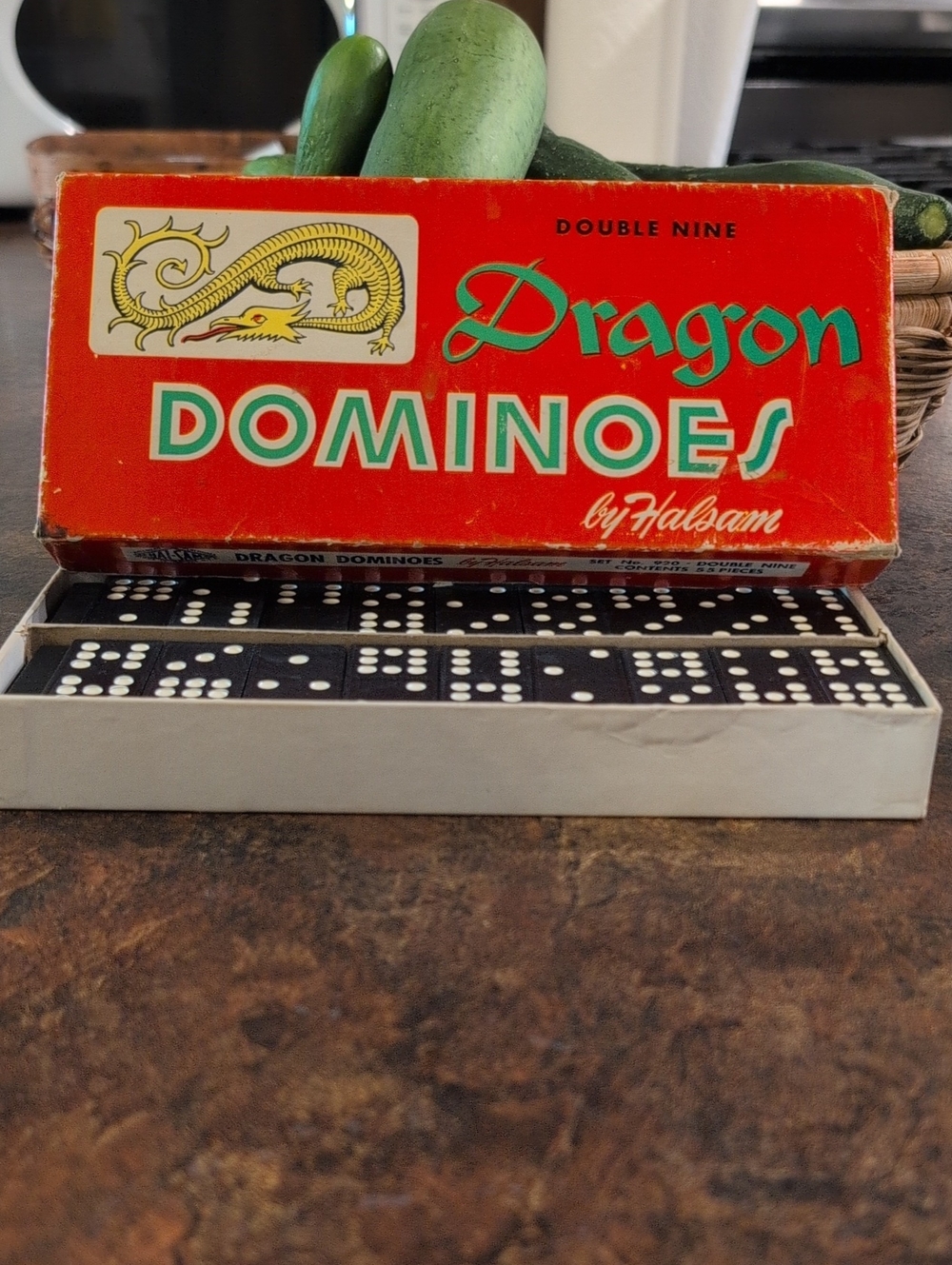 Halsam Double Nine DRAGON DOMINOES Set Number 920 Complete